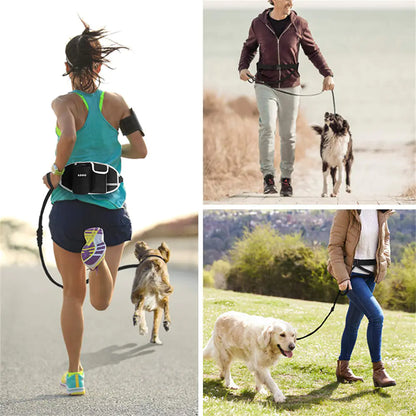 Dog Running Leash, Nylon Pet Leash with Waist Bag, Retractable Elastic Belt, Dog Traction Rope