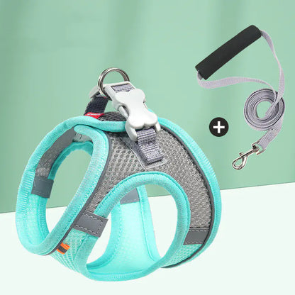 Reflective Dog Chest Harness with Mesh and Leash