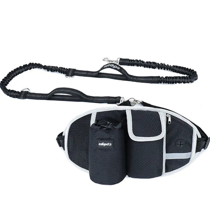 Dog Running Leash, Nylon Pet Leash with Waist Bag, Retractable Elastic Belt, Dog Traction Rope