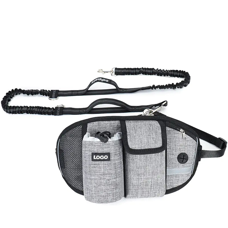 Dog Running Leash, Nylon Pet Leash with Waist Bag, Retractable Elastic Belt, Dog Traction Rope