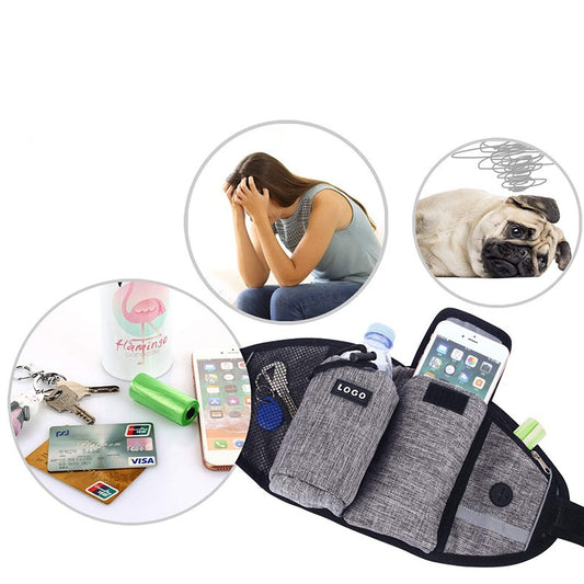 Dog Running Leash, Nylon Pet Leash with Waist Bag, Retractable Elastic Belt, Dog Traction Rope