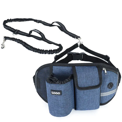 Dog Running Leash, Nylon Pet Leash with Waist Bag, Retractable Elastic Belt, Dog Traction Rope
